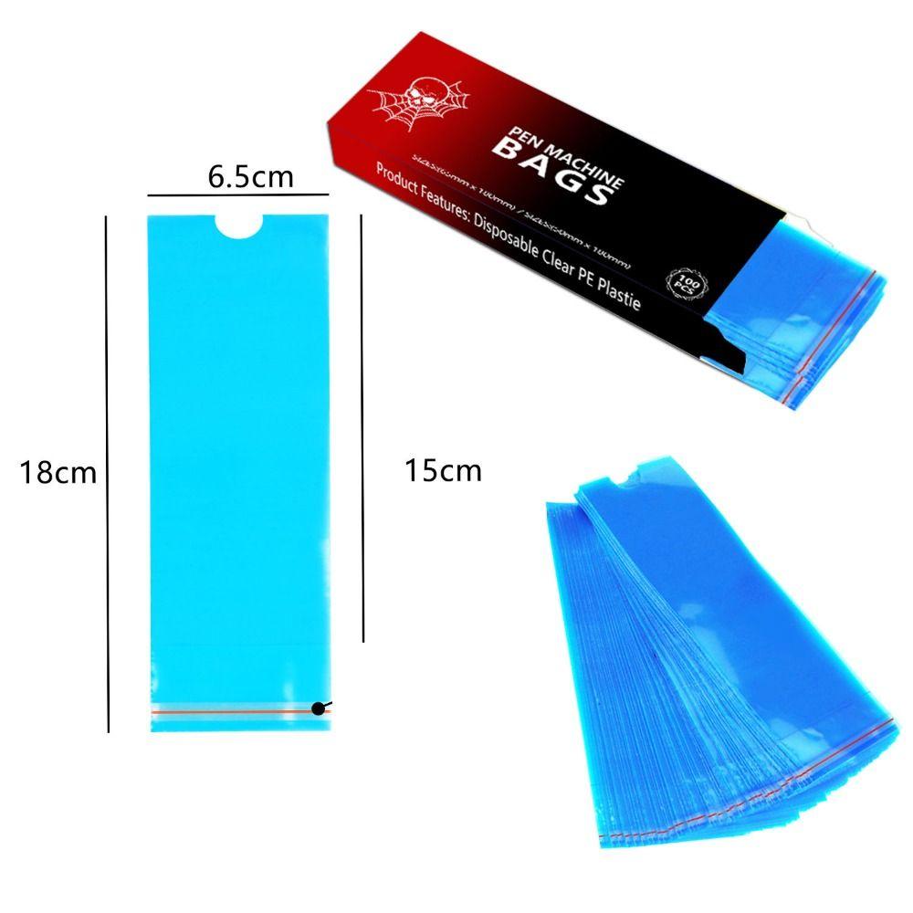 100Pcs Disposable Tattoo Machine Protection Bags Plastic Dustproof Cover