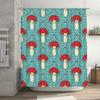 Red White Mushroom Pattern Bathroom Shower Curtain Turquoise Blue Fabric Decorative Waterproof Bath Mat Cover Home Decor