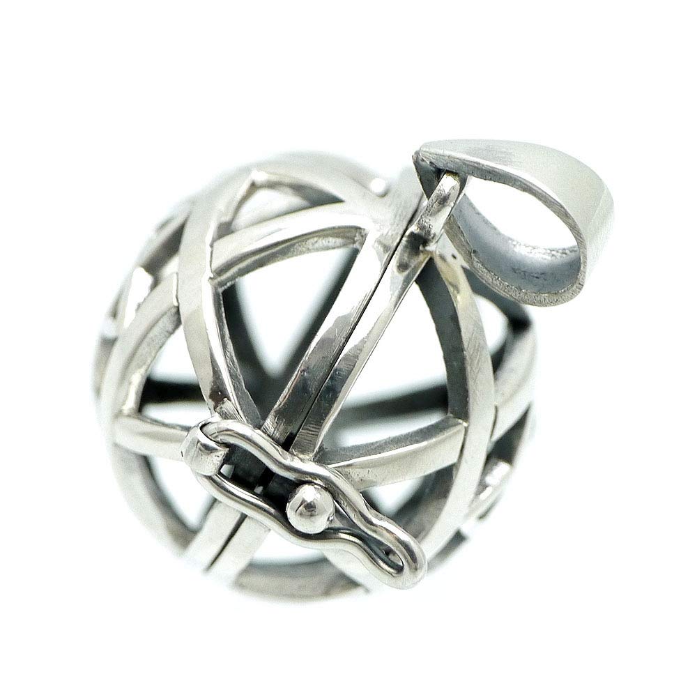 Silber Eins 925 Sterlingsilber Gamelan-Kugel Pentagramm Anhänger Top für Männer, Größe A4