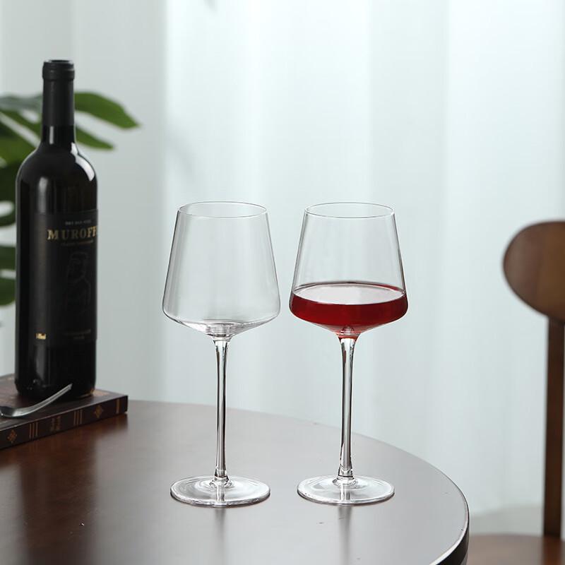 Transparent Stemmed Bordeaux Red Wine Glasses, Set of 2