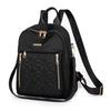 Embroidered Shoulder Bag For Women, Versatile Large Capacity Waterproof Travel Backpack, Casual Vertical Zipper Trendy Lightweight Backpack
