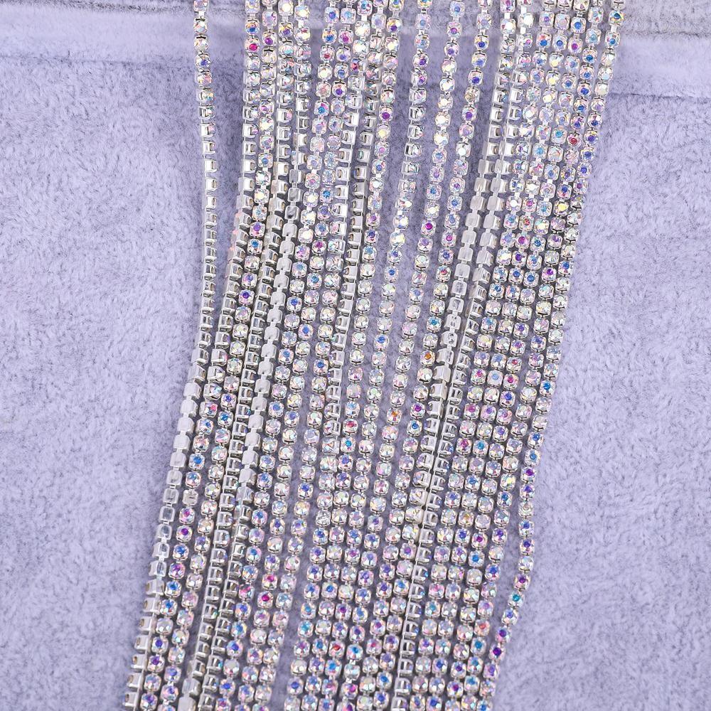 VC SS6-SS16 Crystal Cup Strass Rhinestones Roll Closure Sew Trimming Chain Elegant Decorative AB Chains for Clothing