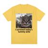 Jag Överlevde Dagens Magont T-shirt Rolig Katt Kreativt Tryckt Kortärmad T-shirt Dam Casual Streetwear Sommar Mjuka Kläder