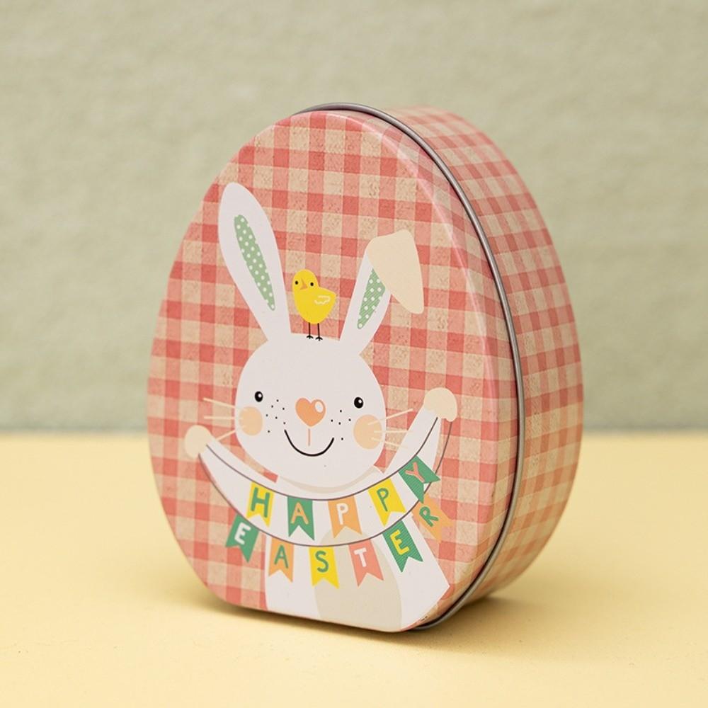 Metal Egg Shaped Tinplate Box Exquisite Rabbit Iron Case Easter Egg Candy Box  Tea Leaf
