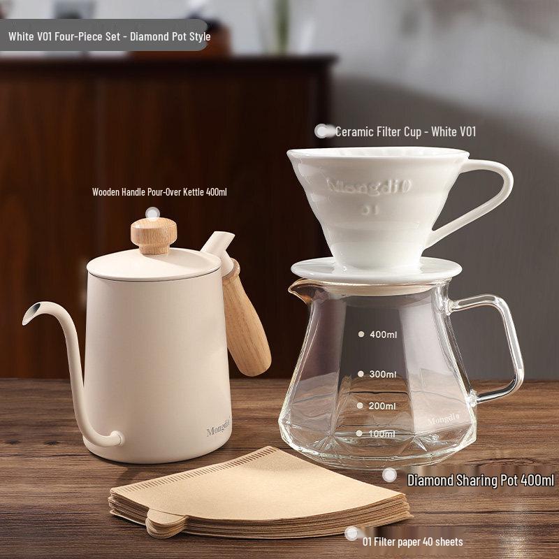 Qīwēi V60 Ceramic Pour Over Coffee Dripper Set