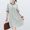 ZANZEA Women Casual Round Neck Summer Half Sleeve Stripe Dress