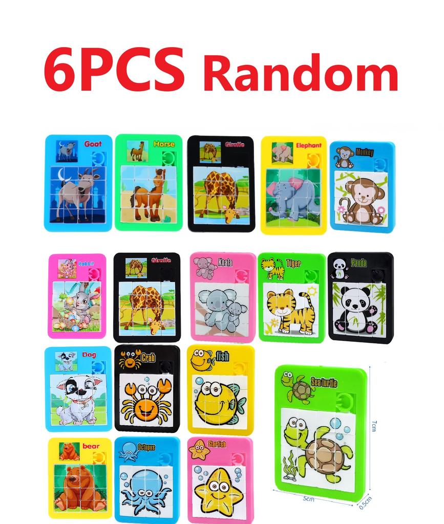 6PCS Puzzle Moving Sliding Early Education Animal Children's Jigsaw Puzzle Toy School Kindergarten Gift Gifts for Kids Games