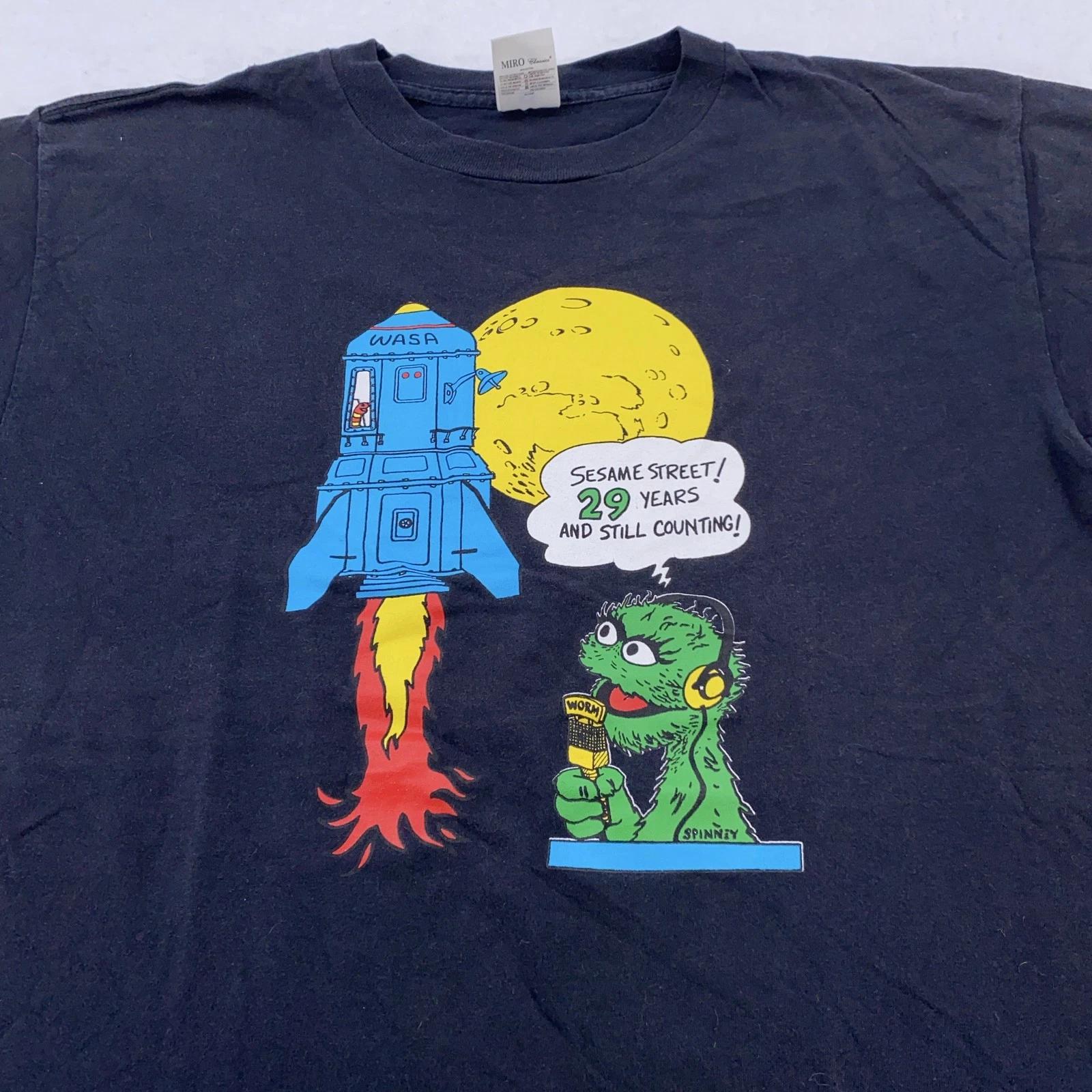 Vintage Sesame Street Crew Oscar the Grouch T-Shirt Large 90s Caroll Spinney Art 2XL