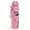1PC Lady Face Profile Minimal Line Art Print 750ml Color Plastic Sports Water Bottle Leakproof Flip Straw Lid Suitable for Sports Office Home Use