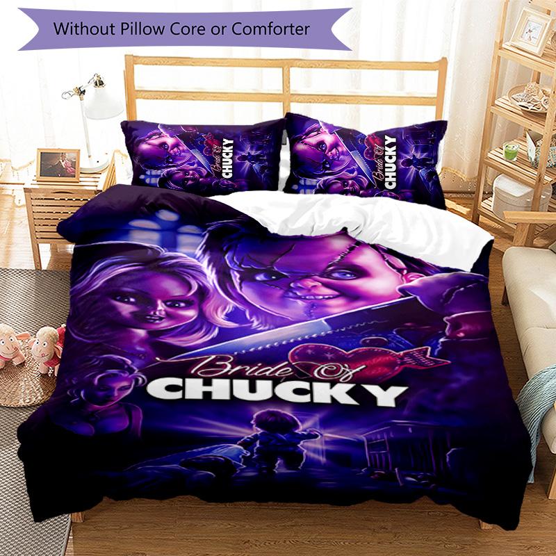 Chucky 3τμχ Σετ Κλινοσκεπασμάτων Κάλυμμα Παπλώματος Κλείσιμο Περιλαμβάνει 1 Κάλυμμα Παπλώματος & 2 Μαξιλαροθήκες για Όλες τις Εποχές Διακόσμηση Υπνοδωματίου Σπιτιού Εστίας