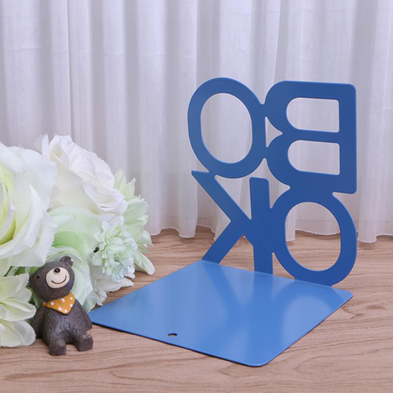 Rokoo 2 Pz Alfabeto Libro a Forma di Metallo Reggilibri Ferro Supporto Scrivania Supporti per Libri Blu