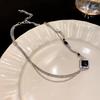 ins style light luxury double-layer square zircon necklace women's irregular collarbone chain trendy cool accessories