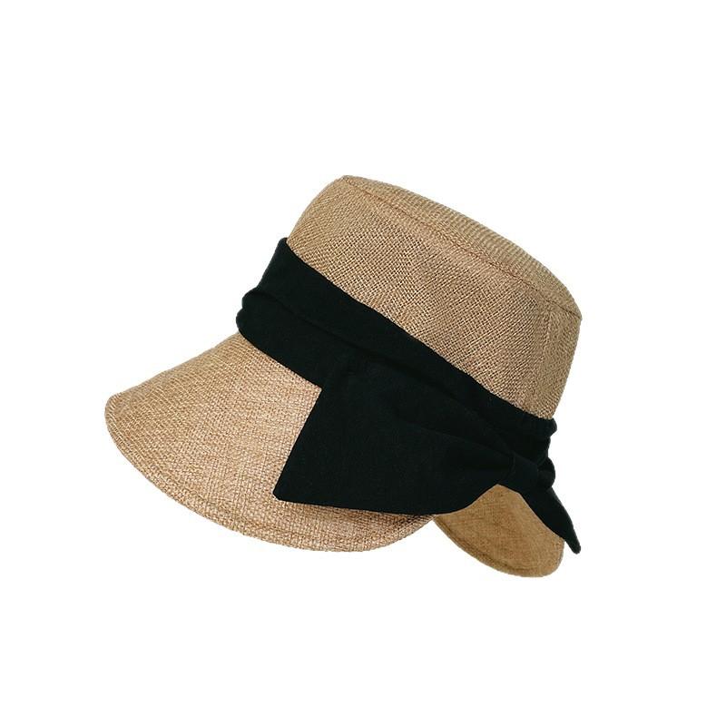 Japanese Cotton And Linen Bow Fisherman'S Hat Children'S Summer Big Eaves Sunscreen Basin Hat Breathable And Light Rear Split Sun Hat