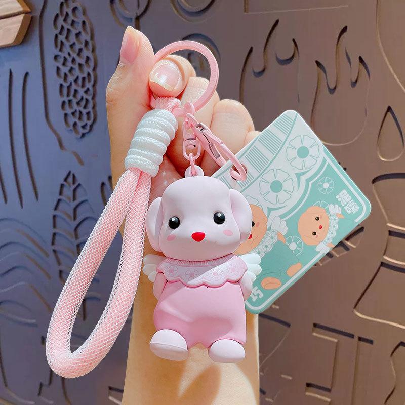 Cartoon Belle Puppy Keychain Schoolbag Doll Pendant Female Cute Couple Bag Keychain Pendant Small Gift