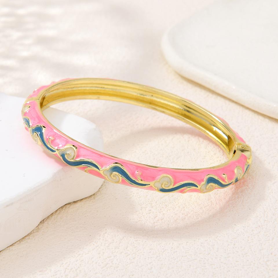 Retro Style Colorful Oil Drip Design Enamel Bracelet