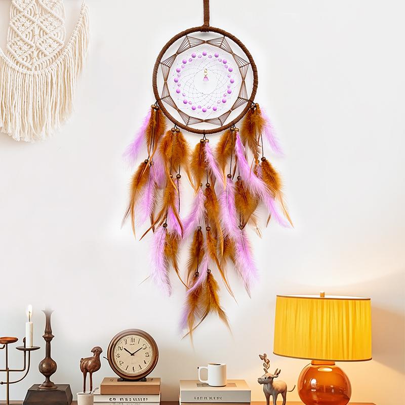 Bohemian Dream Catcher Hand-woven Colorful Feathers Wind Chimes Bedroom Hanging Ornaments Birthday Holiday Gifts Home Decoration