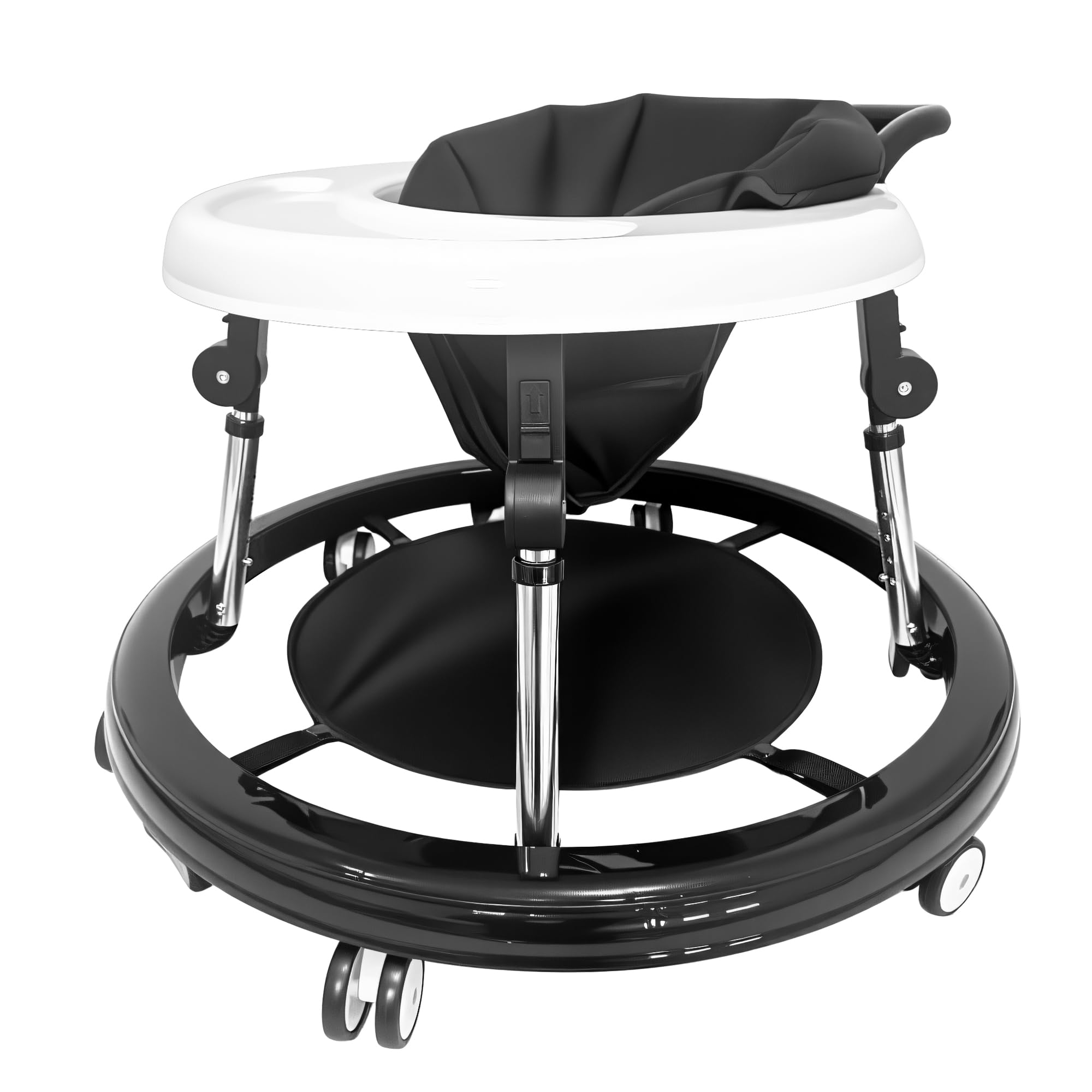 UBRAVOO Детские ходунки, Складные, Регулируемые по высоте, Предотвращение переворота, Компактные, Легкое хранение, Стильный детский товар, Подарок на детский праздник (черный)