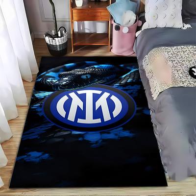 "Blue Snake Pattern Carpet with Inter Logo for Home Decor Stylish Flooring" Suitable for Use As an Anti-slip for Living Room Bedroom Sofas
