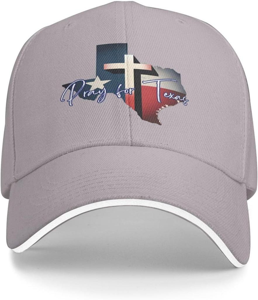 Pray for Texas Map Cross Baseball Cap Polyester Adjustable Sports Hat Unisex Outdoor