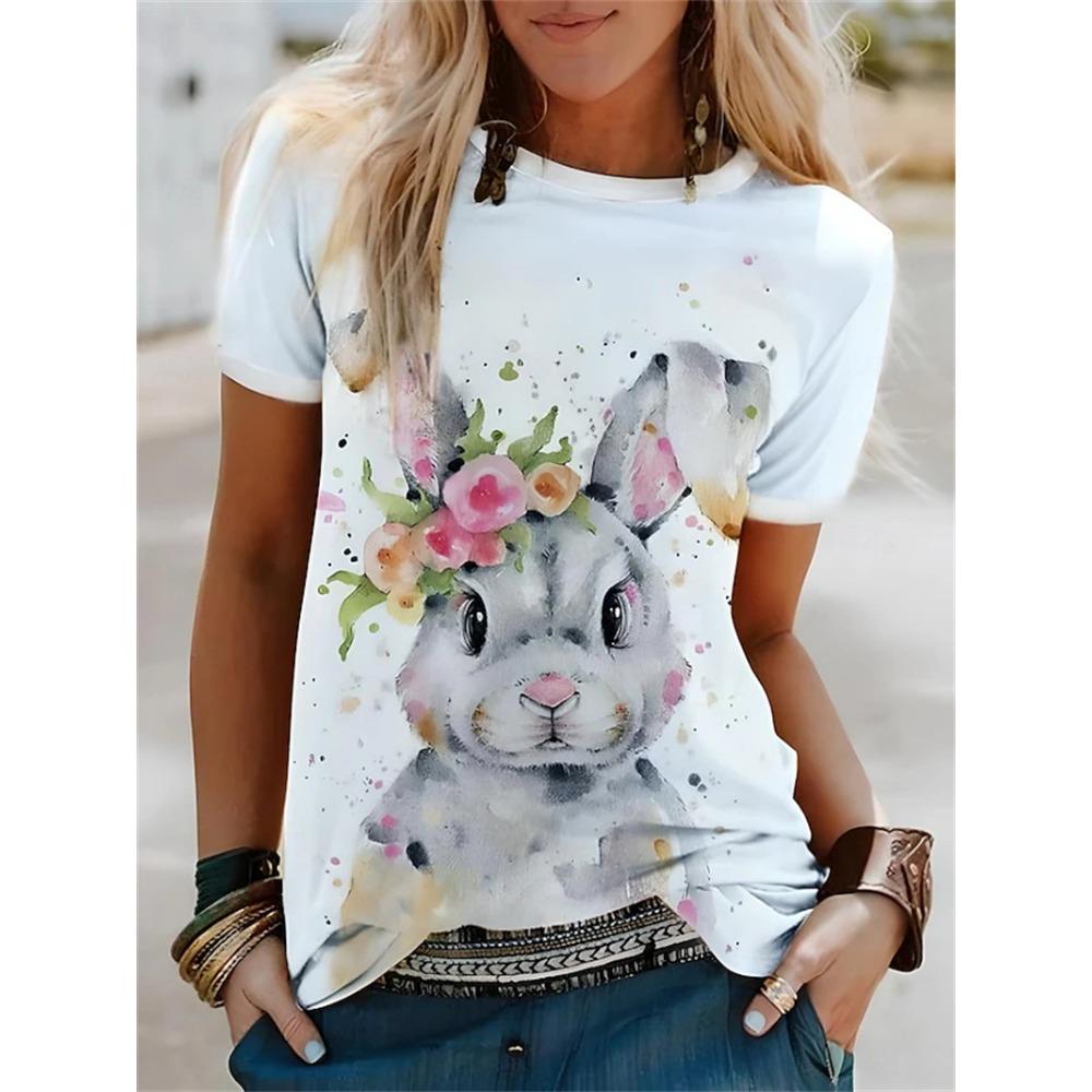 Summer New Easter Bunny Pattern T-shirt Women Girls 3D Printed Short Sleeve Women Street Casual Harajuku Tee Shirt Kids Clothing