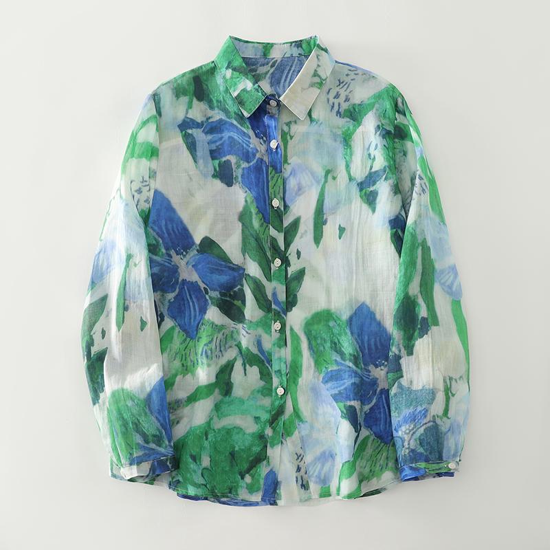 DIMANAF 2025 New Plus Size Women Tops Shirts Tees Cotton Casual Loose Floral Blouse Autumn Print Long Sleeve
