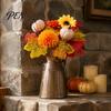 Autumn Floral Decorations Artificial Sunflower Maple Leaf Bouquet, Fall Flowers, Realistic Silk Faux Leaves for Vase Flower Thanksgiving Table Mantel