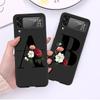Letters DIY Flower Case For Samsung Galaxy Z Flip 3 4 5G Black Hard PC Phone Housing Z Flip4 Luxury Coque Shell
