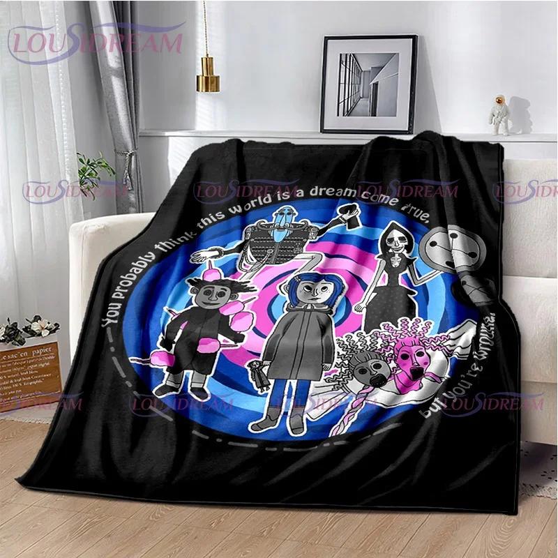 Gothic Style Animated Print Plush Blanket–Soft Throw for Kids, Family Napping, Sofa or Bed – Warm Flannel Bedspread for Home Use