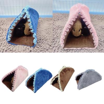 Small Animal Foldable Tunnel Pet Bed Cushion Cage Accessories Toy Hamster Plush Hideout Bedding Mat for ChipmunksFerrets