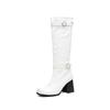 Square Head Women'S Boots Belt Buckle High Boots Thick High Heel Boots 40-44 Large Size Boots