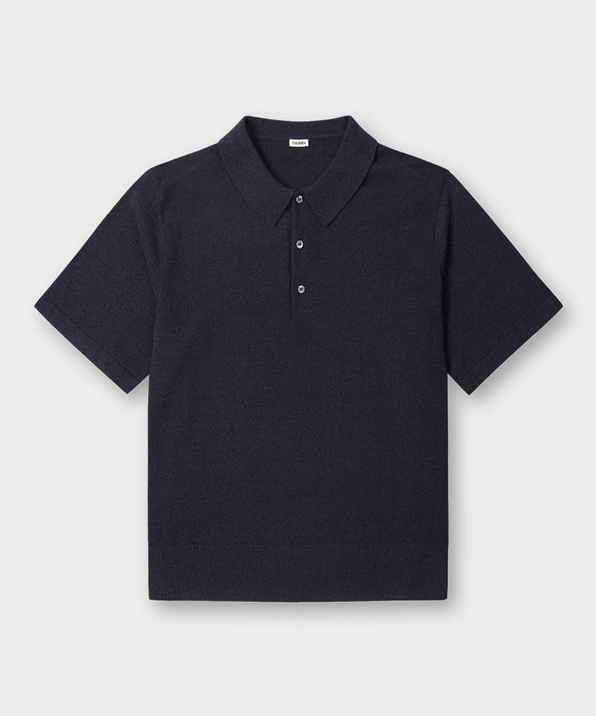 Teildeon Dickie Short Sleeve Boucle Yarn Knit Polo Shirts Navy