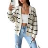 DAFIFY  Women's Fashion Casual Fall Winter Stripe Print Long Sleeve Sweaters