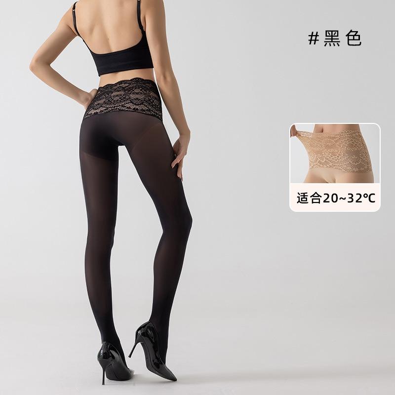 Glossy Pantyhose Women Sexy High Elastic Stockings Ultra-Thin Lace Waist Tights Ladies Smooth Hosiery Leggings