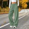 Pantalon de survêtement large taille haute de couleur pour femme, Pantalon décontracté à jambe droite