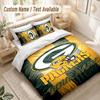 Custom Name Bedding Set 3 PiecesGreen Bay Packers Print Duvet Cover + 2 Pillowcases Soft Bed Decor