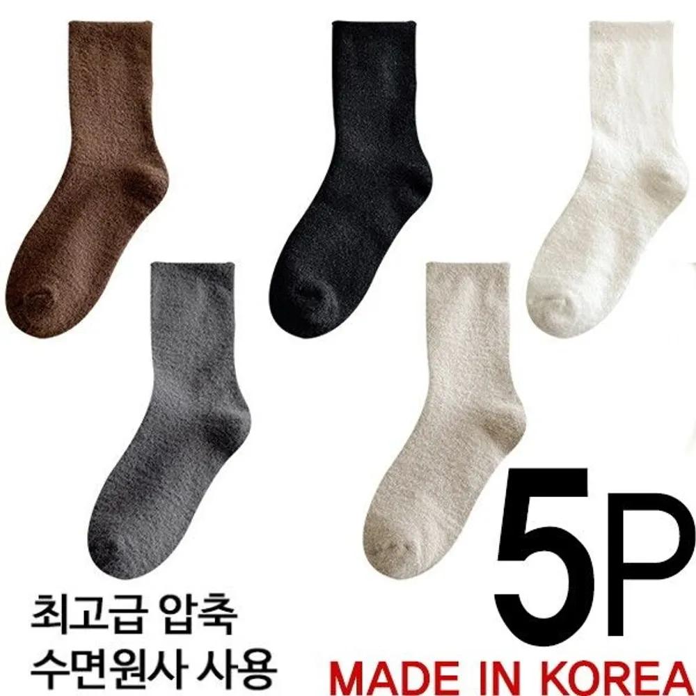 [J.Cotton] Solid Sleep Socks 5-Pair Set Made in Korea