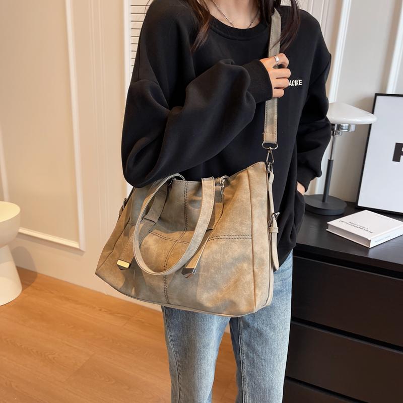 Retro Shoulder Bags For Women Biker Style Soft PU Leather Large Capacity Shopper Tote  Autumn New Travel Crossbody Bag