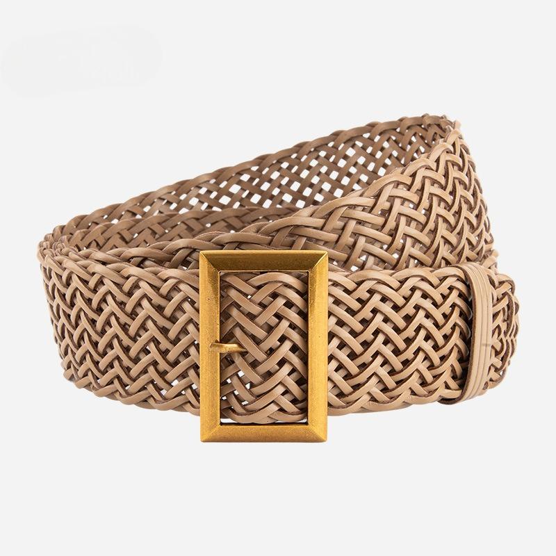 European and American French Ins Braided Belt Women's Retro Alloy Buckle Dress Belt Casual Women's Belt
