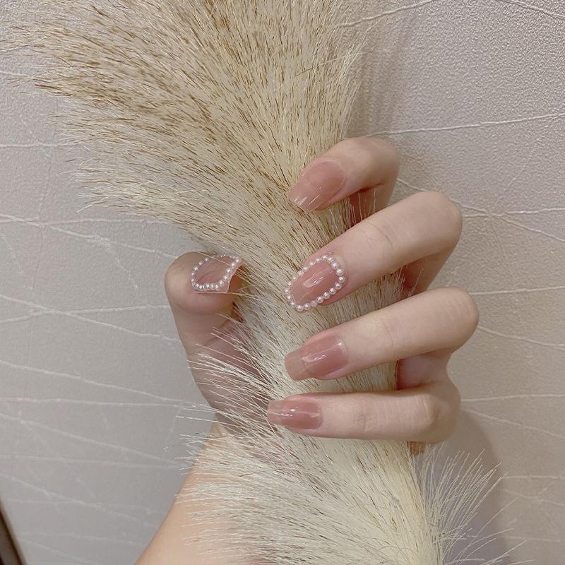 12-Grid Nail Art Pearls: Off-White Mixed Sizes, No Holes, Semi-Circular Boxed Decorations