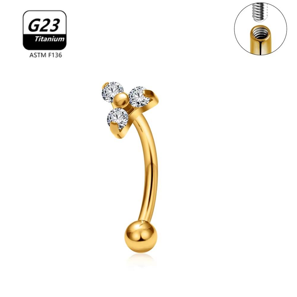 G23 Titanium ASTM-F136 Nternal Thread Eyebrow Piercings Body Jewelry For Women Zircon Earring Star Flower Heart
