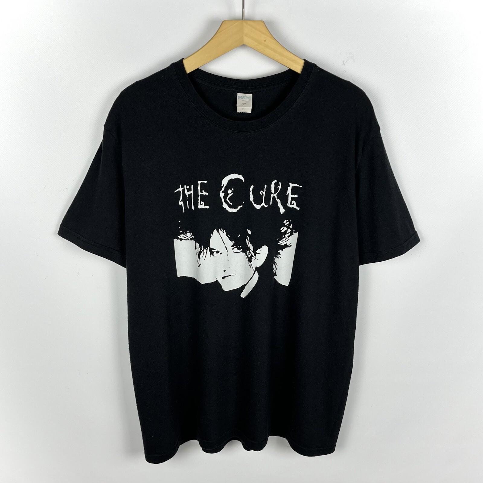 The Cure Robert Smith Face Rock Band Short Sleeve T Shirt Black Size Large VTG Unisex T-Shirt XL