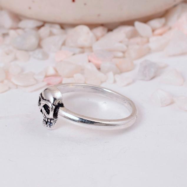Simple Skull Silver Plated Ring | Minimalist Gothic Biker Brass Jewelry | Edgy Statement Gift for Him/Her