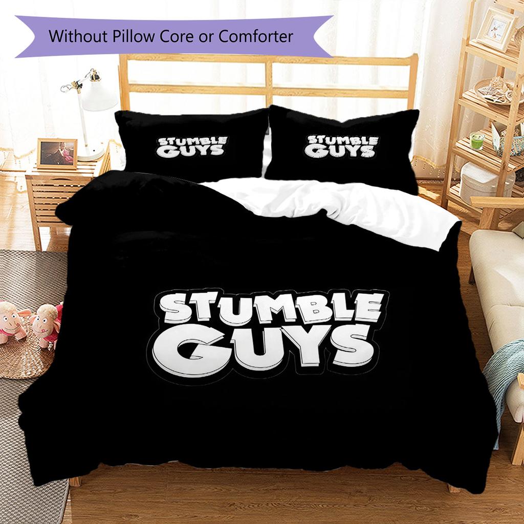 Stumble Guys Leap Bedding Quilt Set Quilt Cover Pillowcase Home Decoration Birthday Gift (1 * Duvet Cover + 2 * Pillowcase, Without Core)