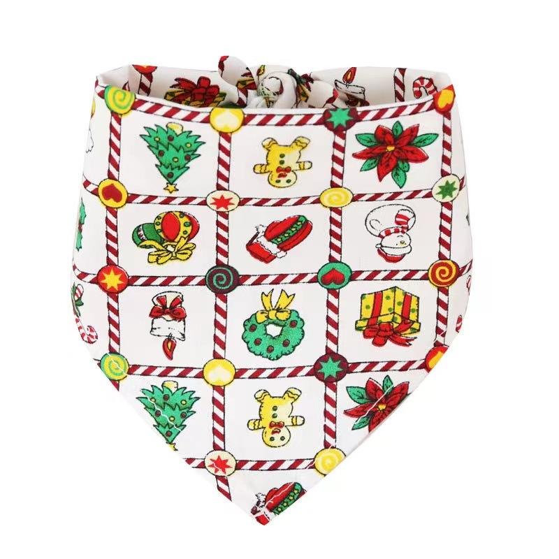 Christmas Triangle Pet Drool Towel,Santa Deer Cartoon Printed Dog Scarf Collar,Polyester Cat Bib,Dog Drool Towel | Pets Supplise