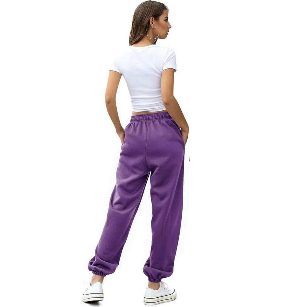 Damen Color Kordelzug Locker Sitzende Jogging-Sweatpants mit Elastischen Bündchen