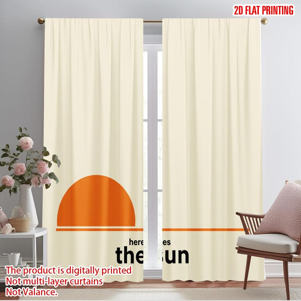 

2pcs 2D flat printing Party Window Curtains Here Comes The Sun Polyester Without Electricity Festive Wall Decor Perfect for 52.50×116.00 CM 2pcs