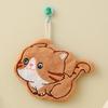 Cute cartoon running kitten hand towel hanging children's handkerchief thickened coral fleece kitchen bathroom hanging
