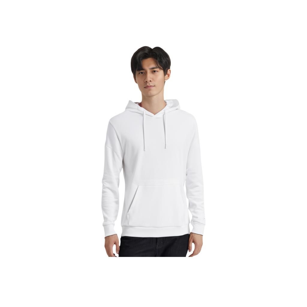 Lining Fitness Series Solid Color Hooded Pullover Sports Sweatshirt Men sweatshirt Standard-White AWDT987-2