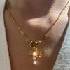 Waterproof Gold Plated Necklace Stainless Steel 18K Gold Plated Freshwater Pearl Necklace Detachable Accessories Shell Necklace