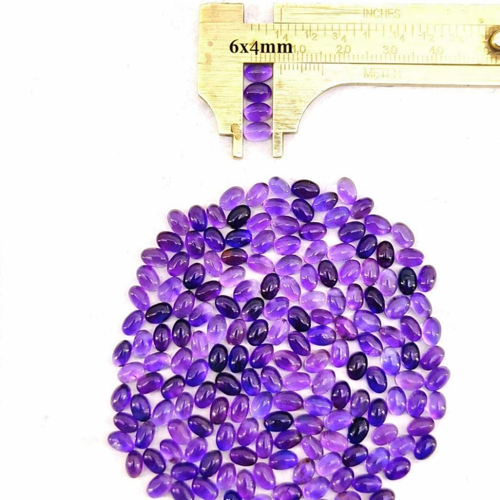 Amethyst Cabochon Lot 6x4mm Oval Cut – Purple Amethyst Gemstones for Jewelry Making Supplies